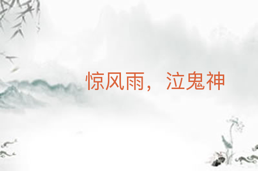 惊风雨，泣鬼神