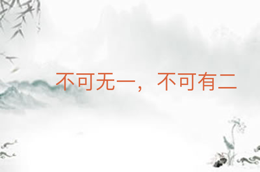 不可无一,不可有二