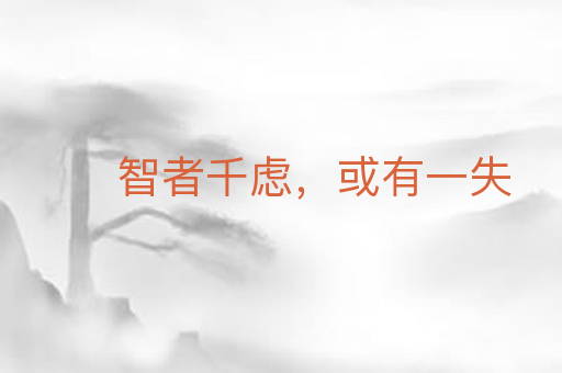 智者千虑,或有一失