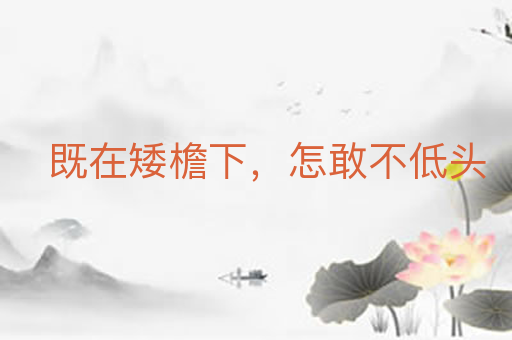 既在矮檐下,怎敢不低头
