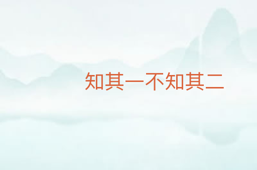 知其一不知其二