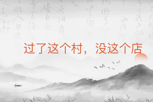 过了这个村,没这个店