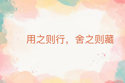 用之则行,舍之则藏