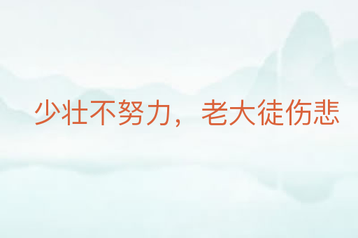 少壮不努力,老大徒伤悲