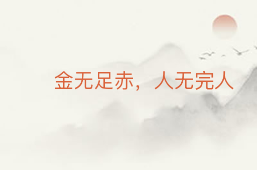金无足赤,人无完人