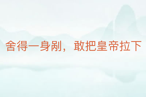 舍得一身剐,敢把皇帝拉下