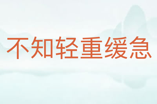 不知轻重缓急