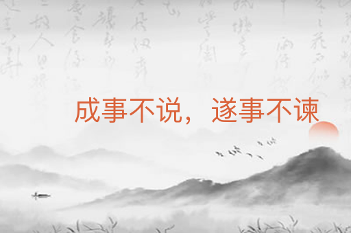 成事不说,遂事不谏