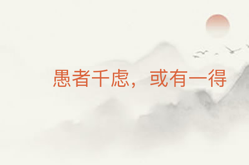 愚者千虑,或有一得