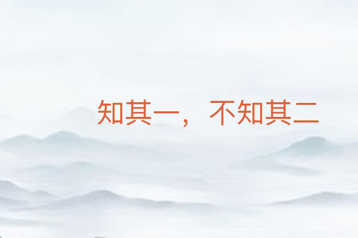 知其一,不知其二