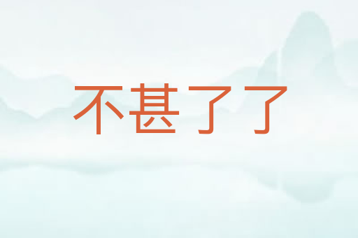 不甚了了