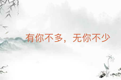 有你不多,无你不少